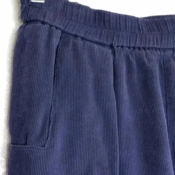Babette Elastic Waist Pants Small Tapered Leg Ribbed Purple - Picture 3 of 6